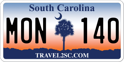 SC license plate MON140