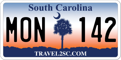 SC license plate MON142