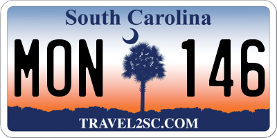SC license plate MON146