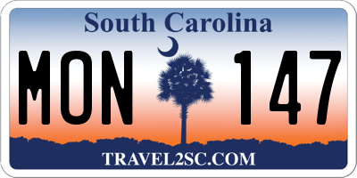 SC license plate MON147