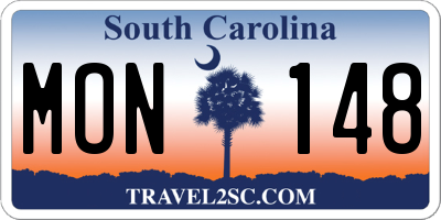 SC license plate MON148