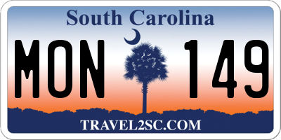SC license plate MON149