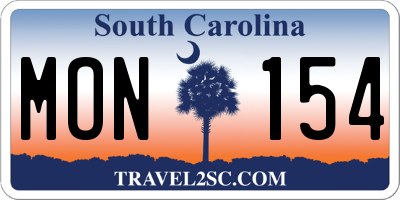 SC license plate MON154