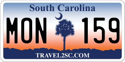 SC license plate MON159