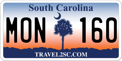 SC license plate MON160