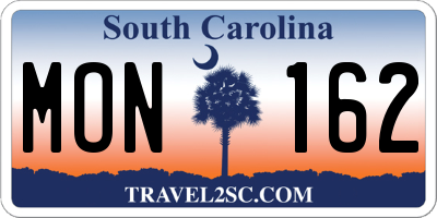 SC license plate MON162