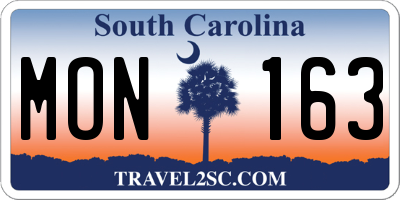 SC license plate MON163