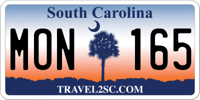 SC license plate MON165