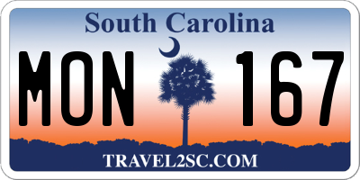 SC license plate MON167