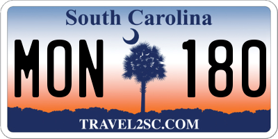 SC license plate MON180