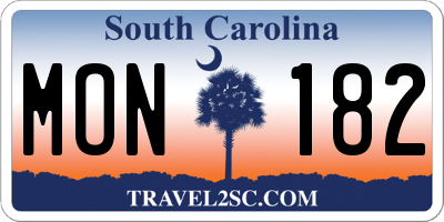 SC license plate MON182