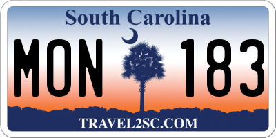 SC license plate MON183