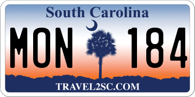 SC license plate MON184