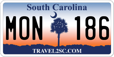 SC license plate MON186