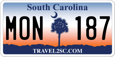 SC license plate MON187