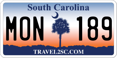 SC license plate MON189
