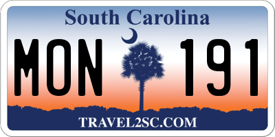 SC license plate MON191