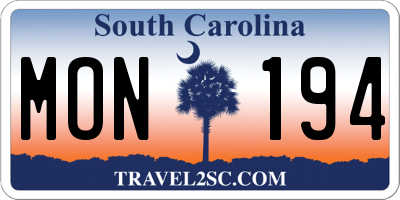 SC license plate MON194