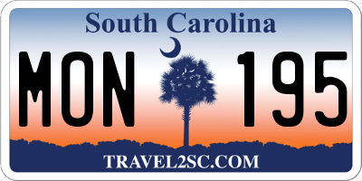 SC license plate MON195