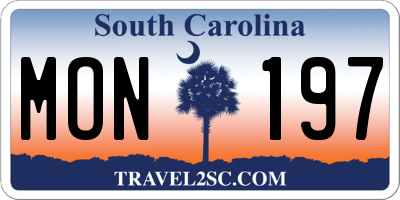 SC license plate MON197