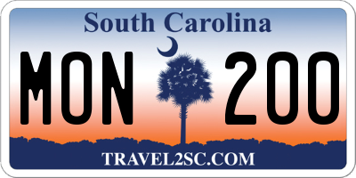 SC license plate MON200