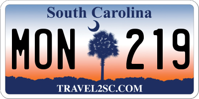 SC license plate MON219
