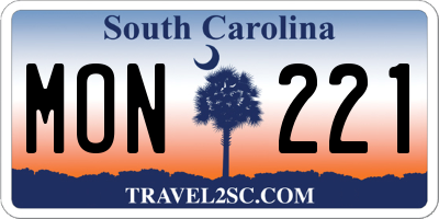 SC license plate MON221