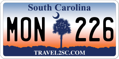SC license plate MON226