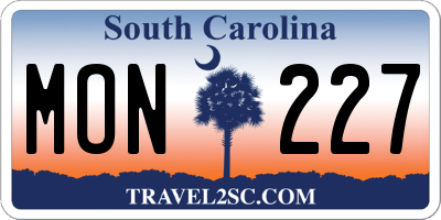 SC license plate MON227