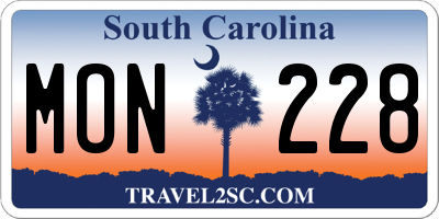 SC license plate MON228
