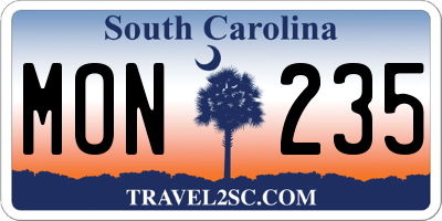 SC license plate MON235