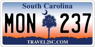 SC license plate MON237