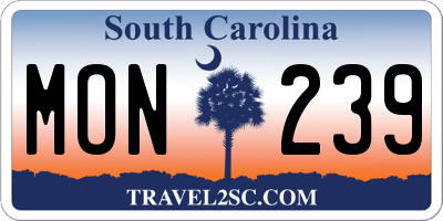 SC license plate MON239