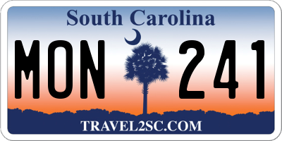 SC license plate MON241