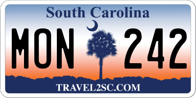 SC license plate MON242