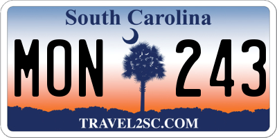 SC license plate MON243