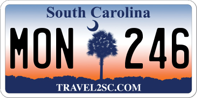 SC license plate MON246