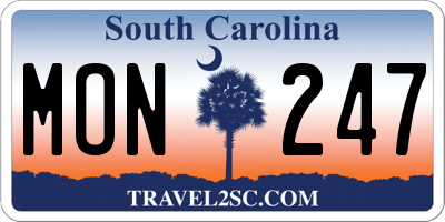 SC license plate MON247