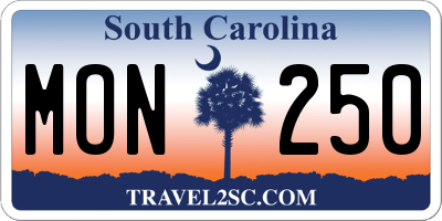 SC license plate MON250