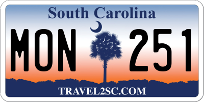 SC license plate MON251