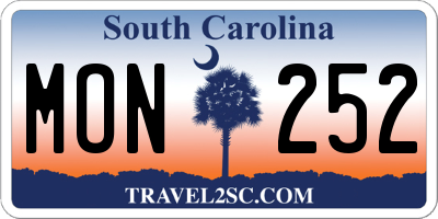 SC license plate MON252