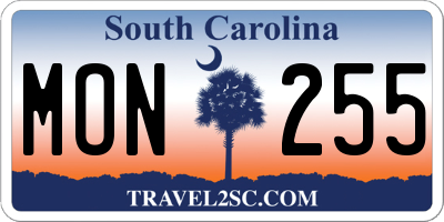 SC license plate MON255