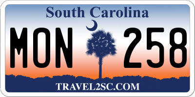 SC license plate MON258