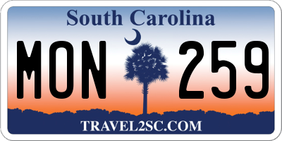 SC license plate MON259