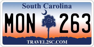 SC license plate MON263