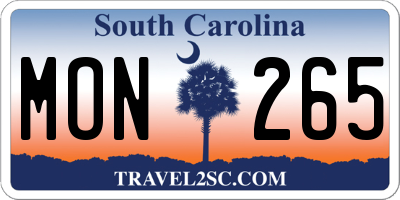 SC license plate MON265