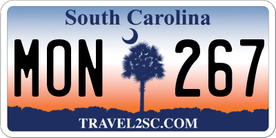 SC license plate MON267