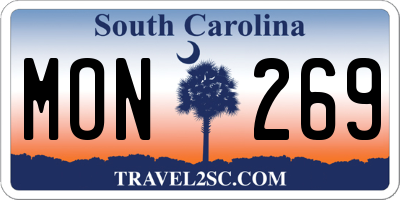 SC license plate MON269