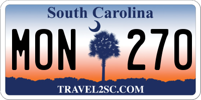 SC license plate MON270