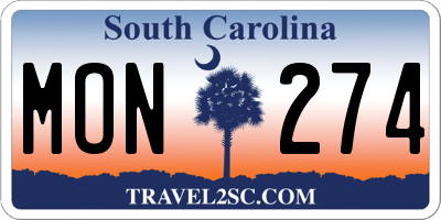 SC license plate MON274